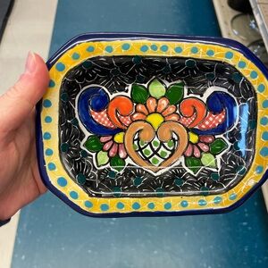 Talavera Mexican Pottery Ceramic Hand Painted Soap Trinket Dish Lead Free